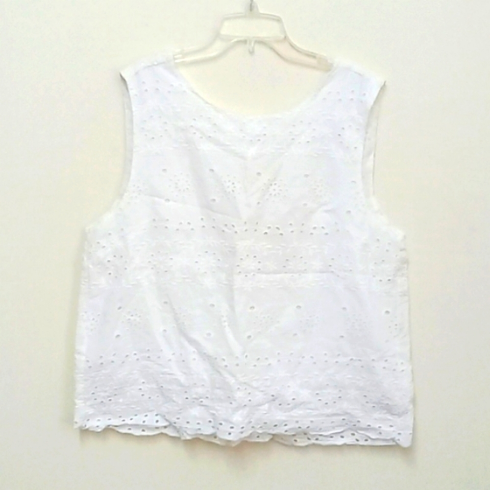 Women's White Eyelet Tank Top
